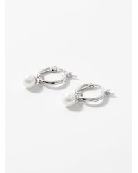Simon's - Iridescent Bead Small Silver Hoops - Lyst