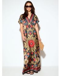 Icône - V-neck Double-face Satin Maxi Dress (women, Black, Medium) - Lyst