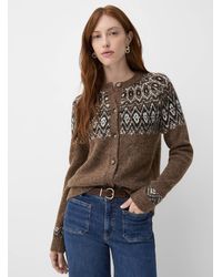 Contemporaine - Fluffy Fair Isle Cardigan - Lyst