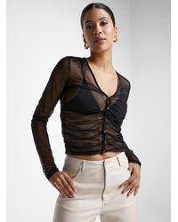 Icône - Buttoned Ruched Micromesh T - Lyst