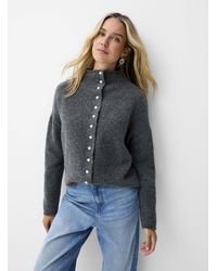 Contemporaine - Touch Of Wool Funnel Neck Cardigan - Lyst