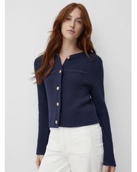 Contemporaine - Jewel Buttons Cropped Textured Cardigan - Lyst