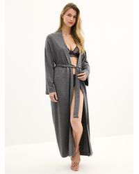 Miiyu - Brushed Underside Soft Long Robe - Lyst