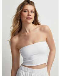 Icône - Finely Ribbed Cropped Tube Top - Lyst