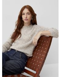 Contemporaine - Touch Of Wool Openwork Fuzzy Sweater - Lyst