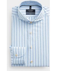Olymp - Blue Stripe Pure Cotton Shirt Modern Fit - Lyst