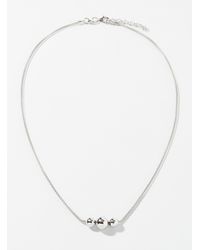 Simon's - Three Silver Bead Necklace - Lyst