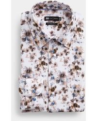 Le 31 - Painterly Floral Knit Shirt Comfort Fit Innovation Collection - Lyst