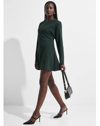 Icône - Dense Crepe Flared Topstitched Mini Dress - Lyst