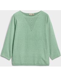 Fransa - Fine Openwork Knit 3/4 Sleeve Sweater - Lyst