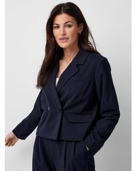 Part Two - Caisha Navy Blue Cropped Blazer - Lyst
