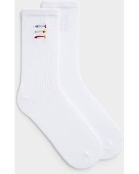 Simon's - Embroidered Animal Ribbed Socks - Lyst