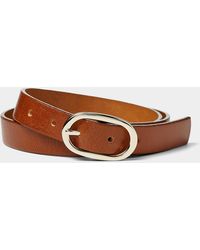 Simon's - Oval Buckle Leather Belt - Lyst