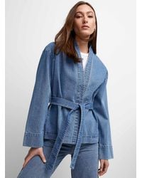 Vero Moda - Medium Indigo Denim Kimono Jacket - Lyst