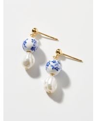 Cloverpost Floral Bead Earrings - Blue
