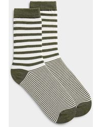 Simon's - Striped Ribbed Socks - Lyst