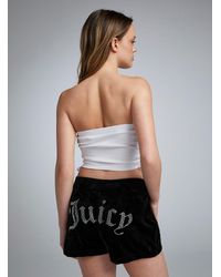 Juicy Couture - Diamonds Logo Black Velvet Short - Lyst