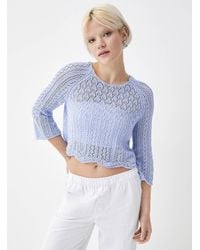 ONLY - Scalloped Edging Openwork Sweater - Lyst