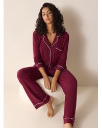 Miiyu - Plain Flowy Piped Pyjama Set - Lyst