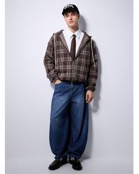 Le 31 - Windowpane Check Zipped Hoodie Imported From Seoul - Lyst