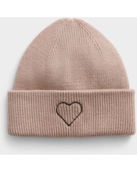 ONLY - Embroidered Heart Ribbed Tuque - Lyst