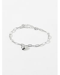 Simon's - Heart Paperclip Silver Bracelet - Lyst