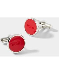 HUGO - Red Disc Cufflinks - Lyst