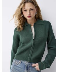 Twik - Zippered Polo Collar Loose Cardigan - Lyst