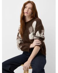 Contemporaine - Touch Of Mohair Floral Brushed Sweater Exclusive Collection From Italy - Lyst
