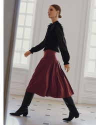 Icône - Pleated Belted Flared Skirt - Lyst