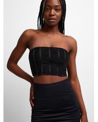 Icône - Pleated Mesh Cropped Bustier - Lyst