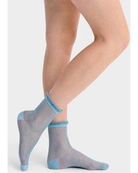 Simon's - Sequin Sheer Ankle Socks - Lyst