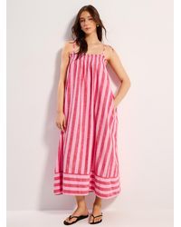 Simon's - Parasol Stripe Chambray Maxi Dress - Lyst