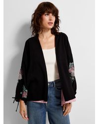 Contemporaine - Embroidered Flowers Open Cardigan - Lyst