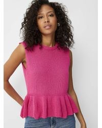 Contemporaine - Peplum Waist Sweater Vest Exclusive Collection From Italy - Lyst