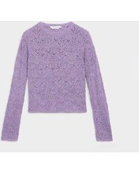 Contemporaine - Touch Of Wool Openwork Fuzzy Sweater - Lyst