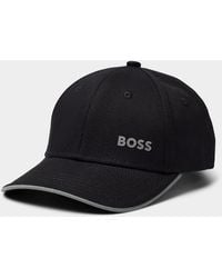 BOSS - Grey Logo Trimmed Cap - Lyst