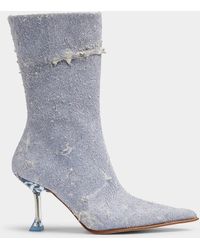 Miista - Marcela Frayed Denim Look Heeled Boot Women - Lyst