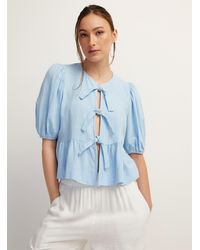 Icône - Touch Of Linen Tie Ribbons Blouse - Lyst