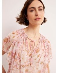 Vanessa Bruno - Cantin Pink Garden Draped Voile Blouse - Lyst
