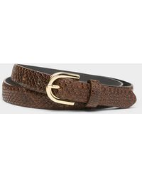 Simon's - D-buckle Snake Scale Narrow Leather Belt (women, Brown, Large) - Lyst