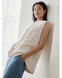 Contemporaine - Textured Sleeveless Cardigan With Pockets - Lyst