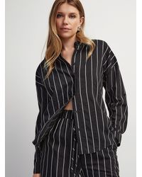 Icône - Contrasting Stripes Loose Shirt - Lyst
