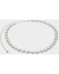 Simon's - Crystal And Pearl Flower Fine Chain - Lyst