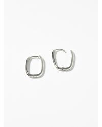 Simon's - Small Silver Oval Hoops - Lyst