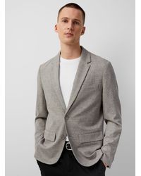 Only & Sons - Taupe Check Knit Jacket Slim Fit - Lyst