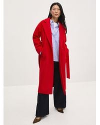 Ichi - Belted Long Overcoat - Lyst