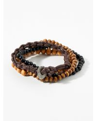 Le 31 - Braided Cord And Wooden Bead Bracelets Set Of 4 - Lyst