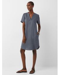 Part Two - Aminase Slit Collar Pure Linen Dress - Lyst