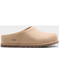 UGG - Otzo Beige Nubuck Leather Clog Slipper Women - Lyst
